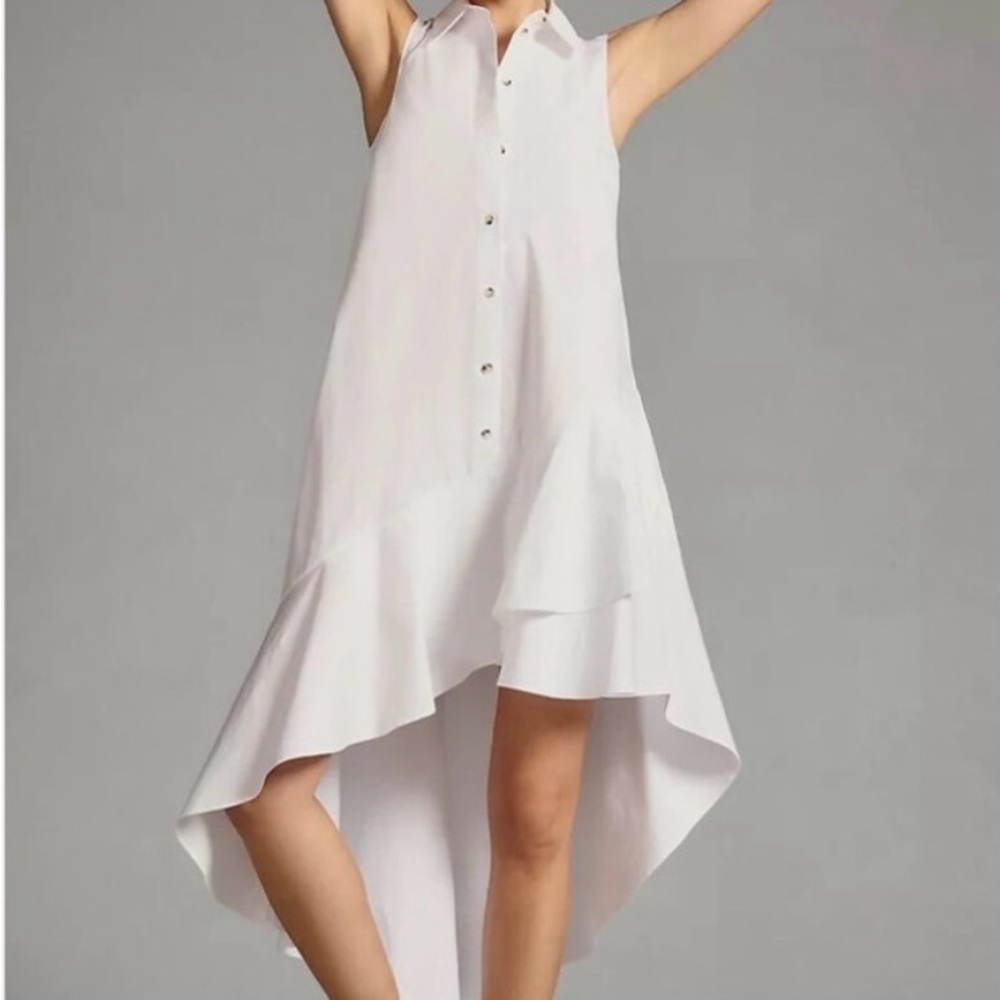Maeve by Anthropologie White Sleeveless High-Low Dress